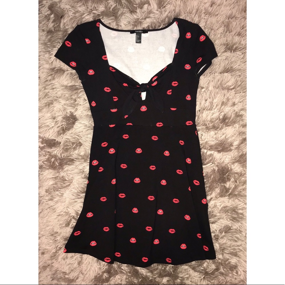 Lip pattern black dress from Forever21